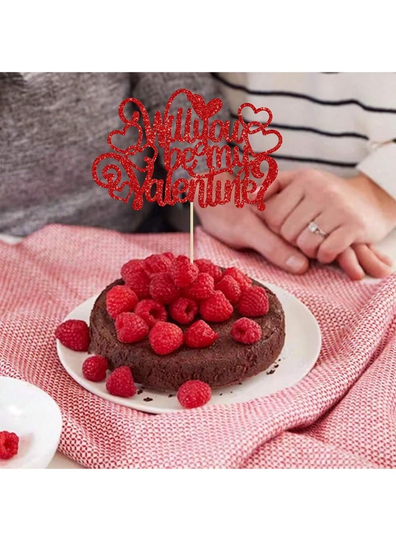 Valentine's Day decorations, red heart-shaped cake toppers, one piece - Image 3